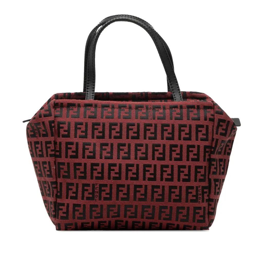 Fendi Mini Zucchino Canvas Handbag Red Good - Front View