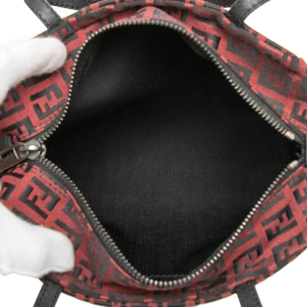 Fendi Mini Zucchino Canvas Handbag Red Good - Model View