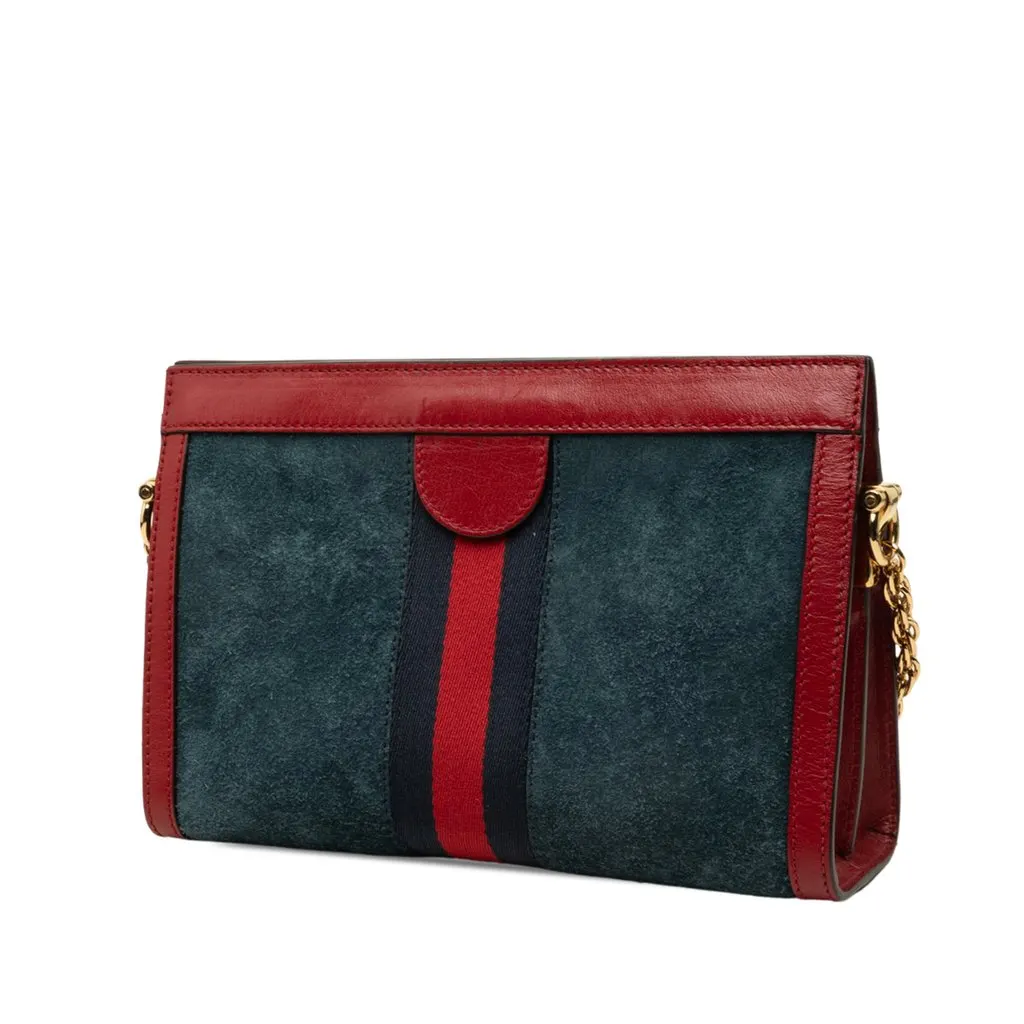 Gucci Small Suede Web Ophidia Chain Crossbody Blue Suede Very good - Back View