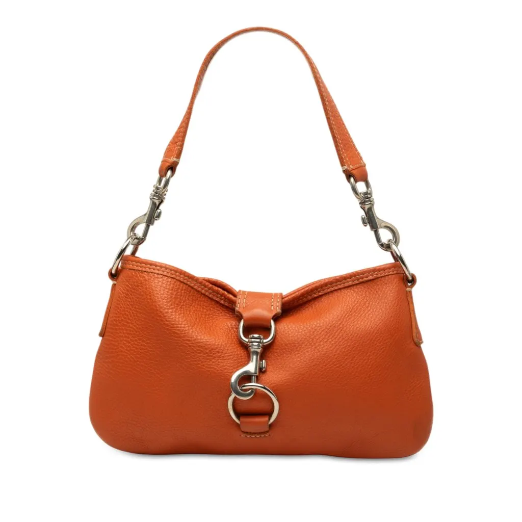 miu miu チェーンショルダーバッグ オレンジ Miu Miu Grained Leather Shoulder Bag Orange Large Leather