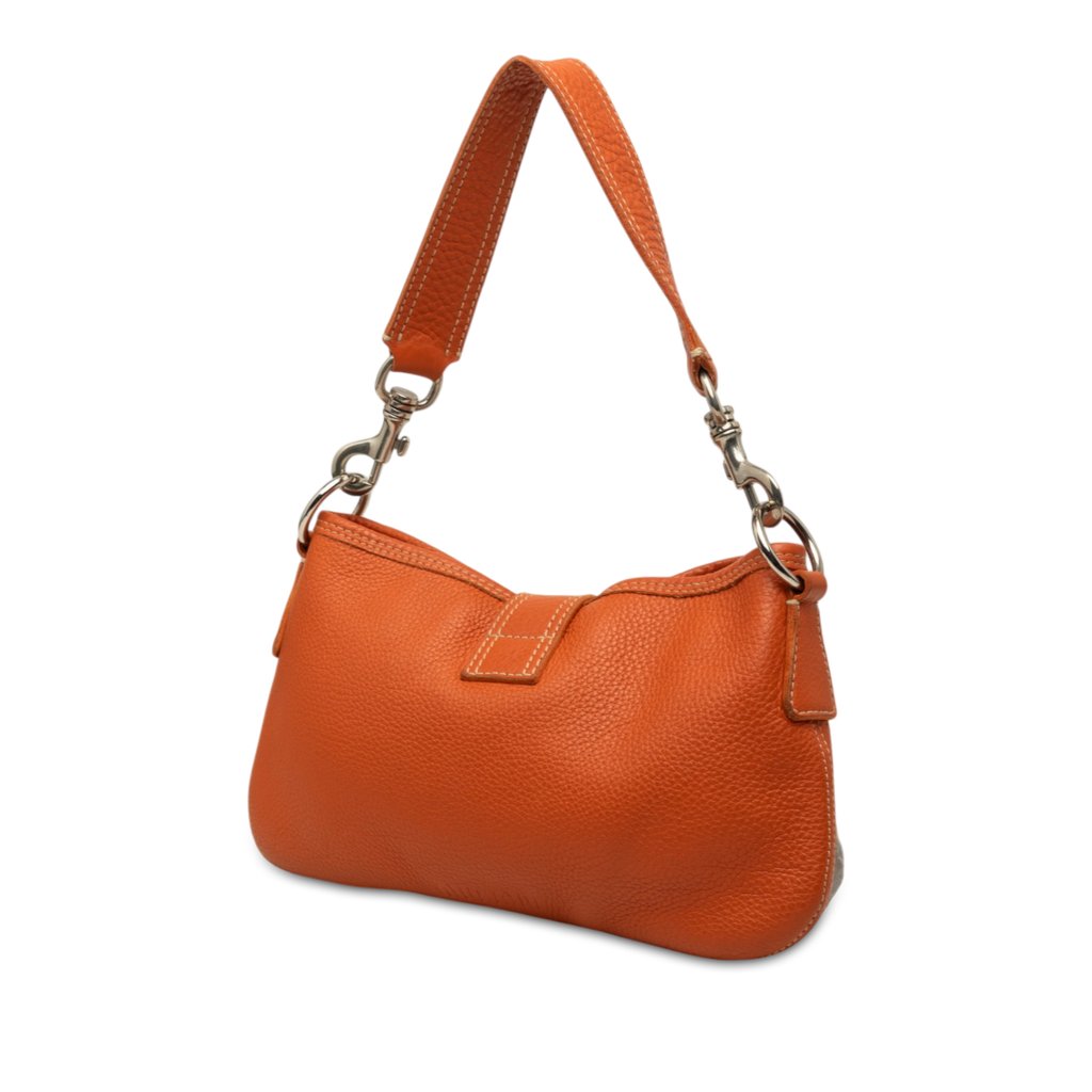 Miu Miu Grained Leather Shoulder Bag Orange Large Leather