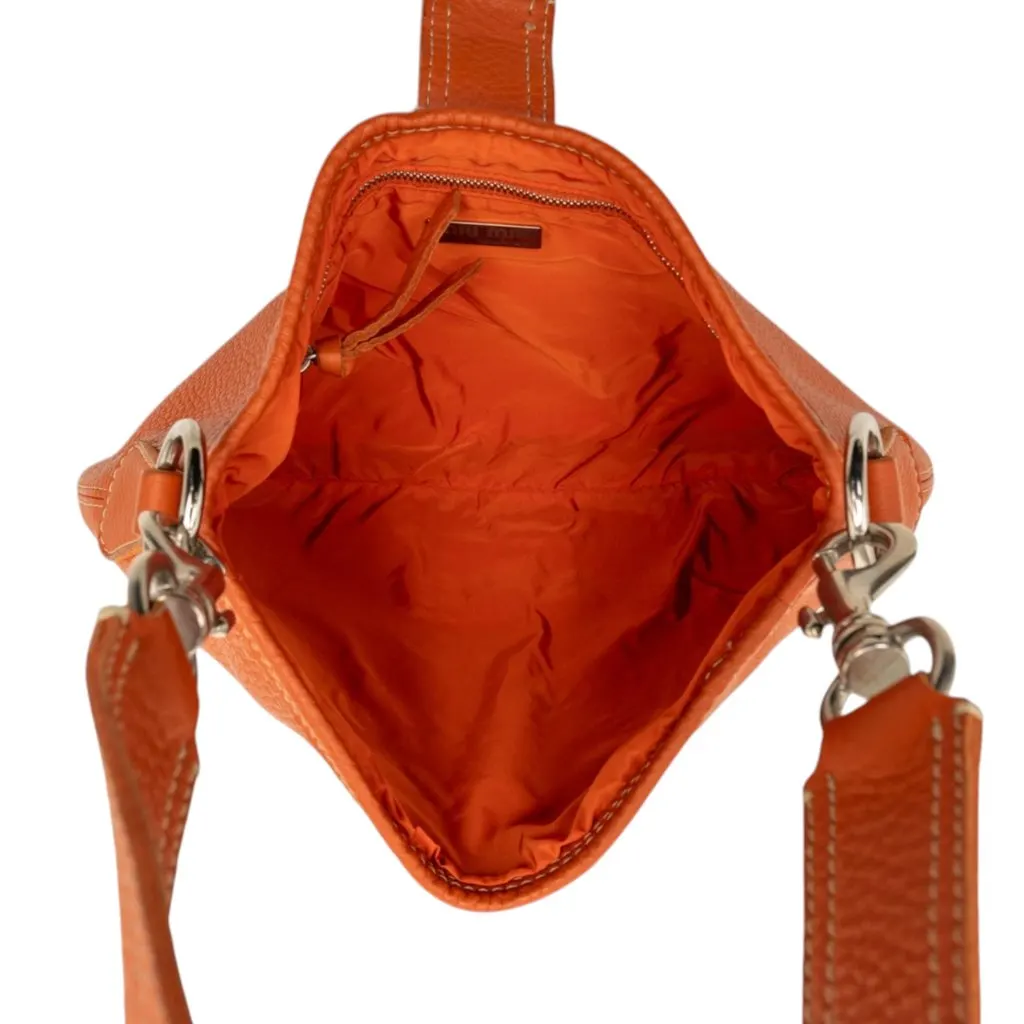 Miu Miu Grained Leather Shoulder Bag Orange Leather Very good - Model View