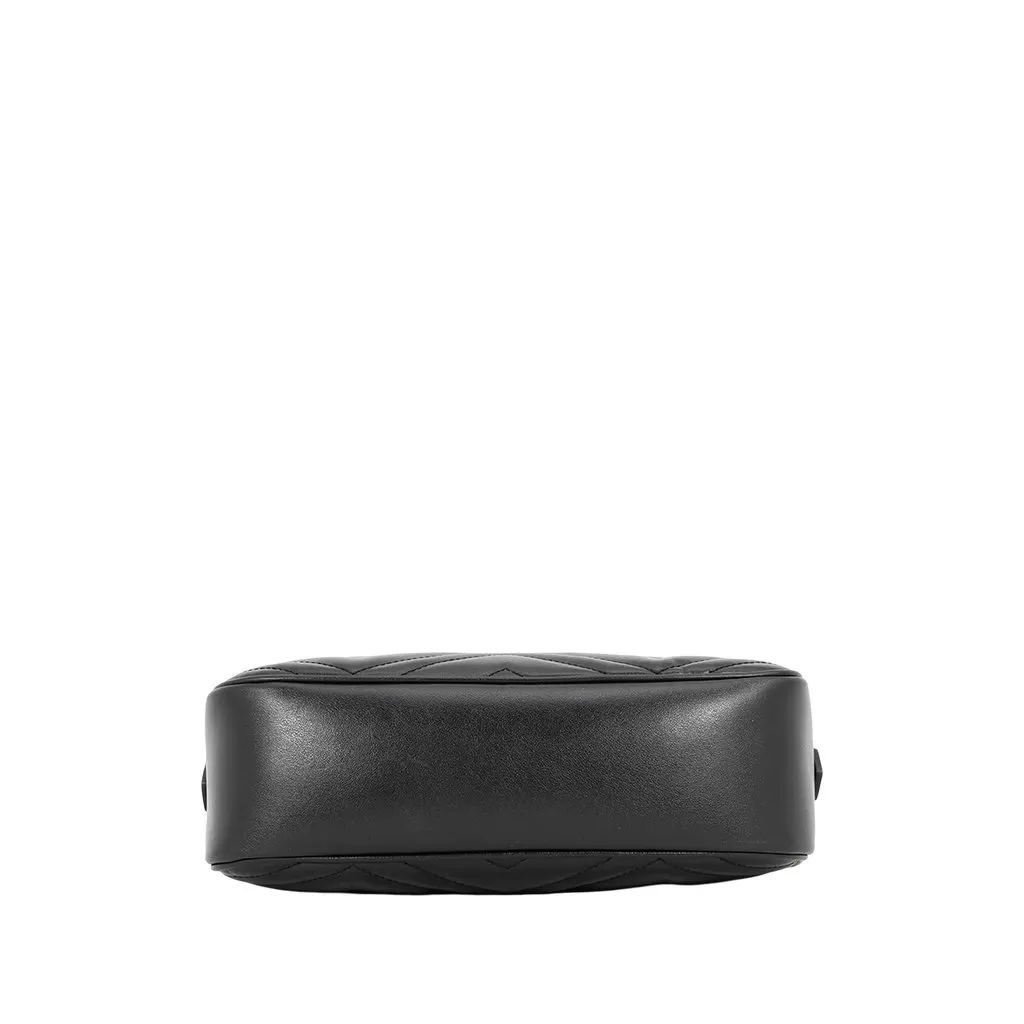 Gucci Small GG Marmont Matelasse Calfskin Crossbody Black Leather Good - Inside View