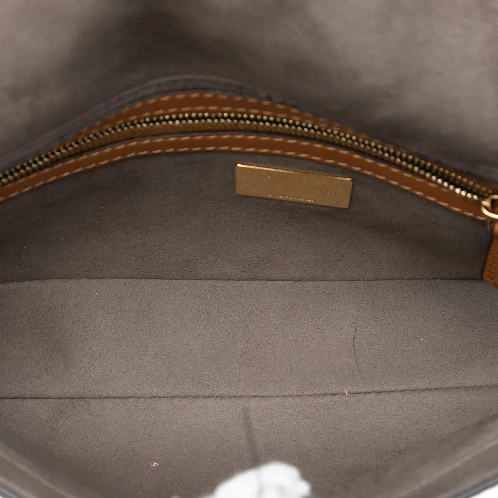 Fendi Vitello Grace FF 1974 Baguette Crossbody Brown Leather Very good - Model View