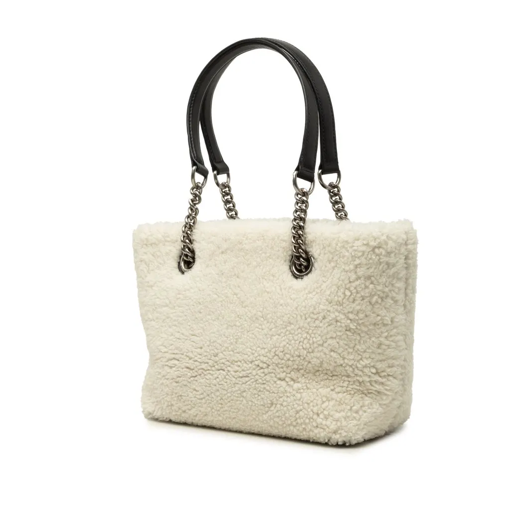 Balenciaga Small Shearling Duty Free Tote White Fur Good - Back View