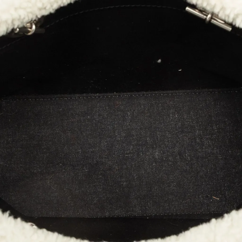 Balenciaga Small Shearling Duty Free Tote White Fur Good - Model View