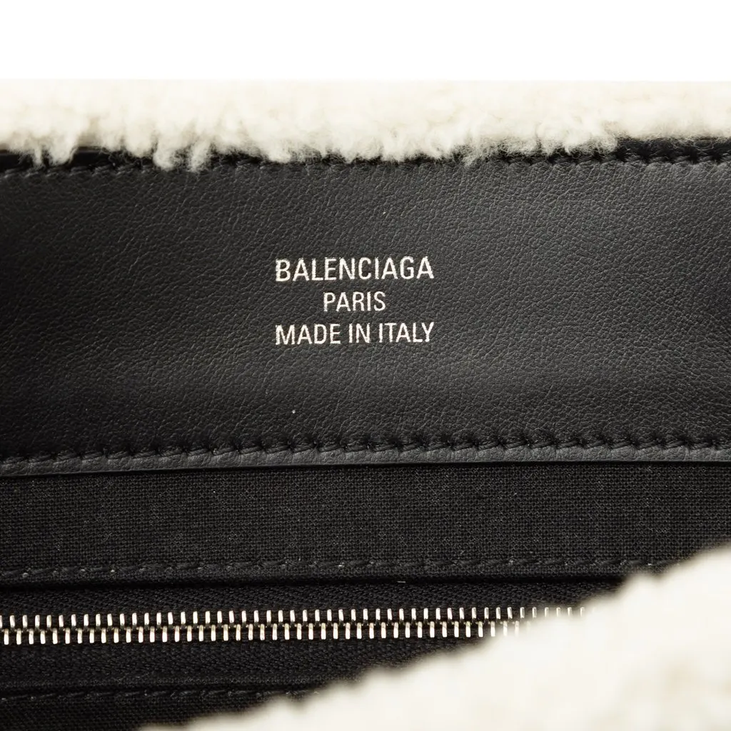 Balenciaga Small Shearling Duty Free Tote White Fur Good - Box View