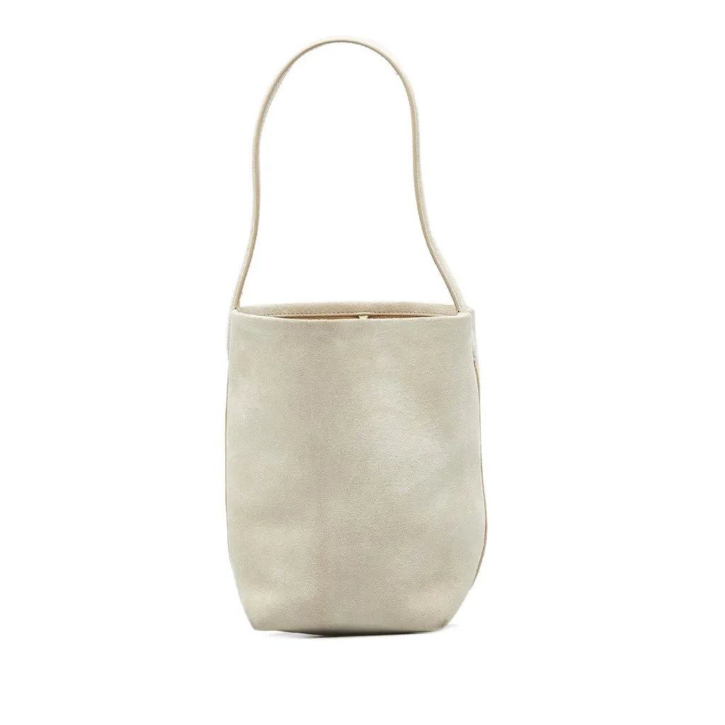 The Row Small N/S Park Suede Tote Beige Leather Good - Back View