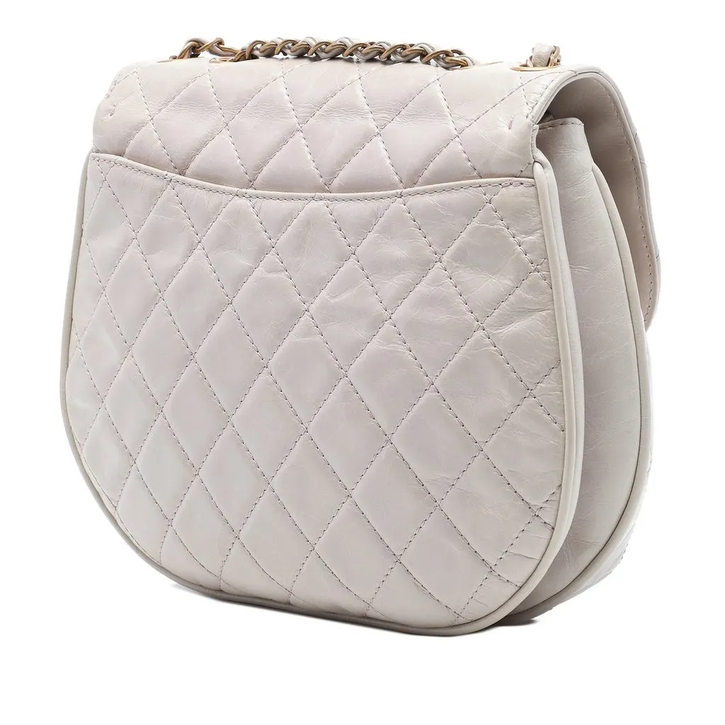 Chanel Medium Quilted Aged Calfskin Bubble CC Flap MultiColor Leather Very good - Back View