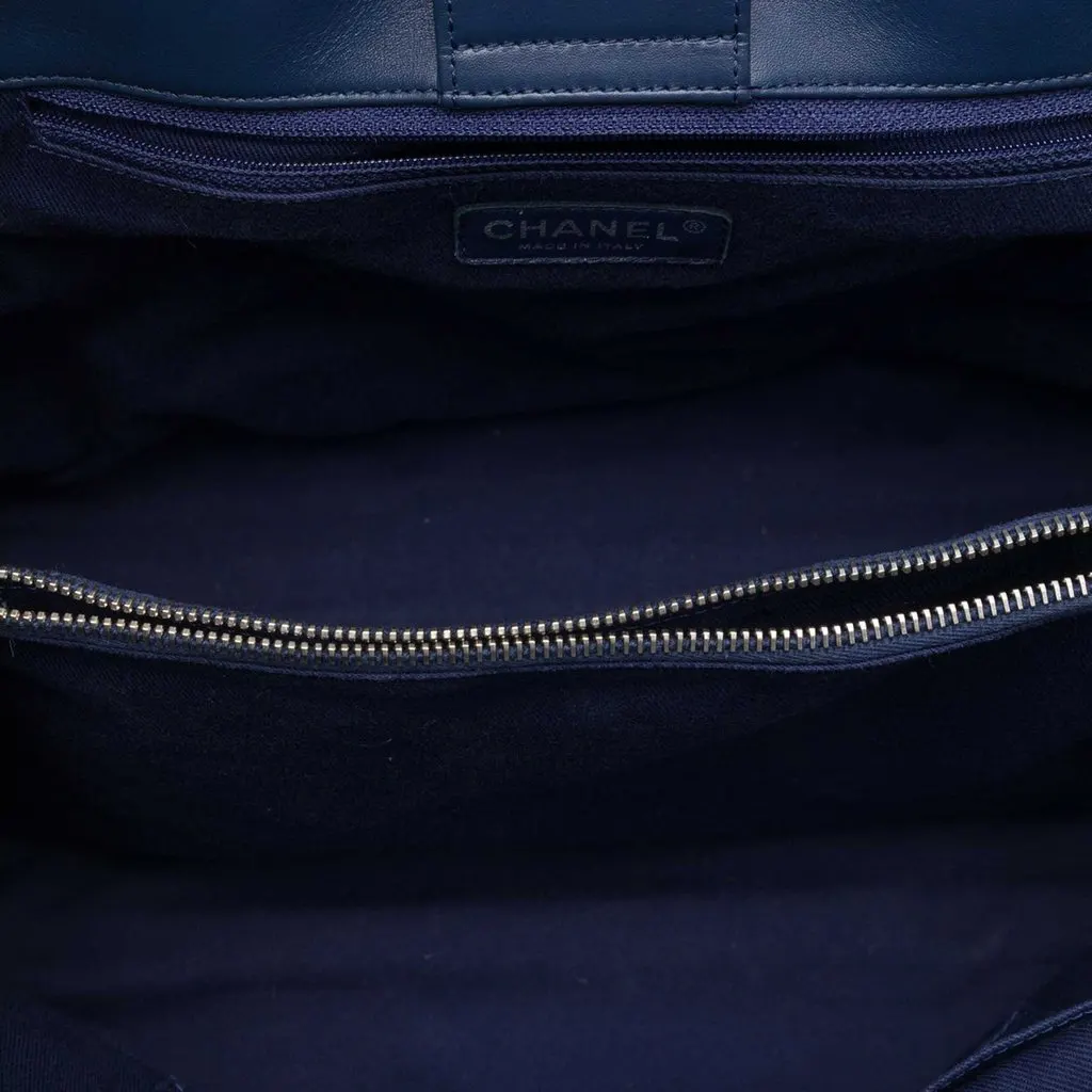 Chanel Perforated Calfskin Up In The Air Tote Blue Leather Very good - Model View