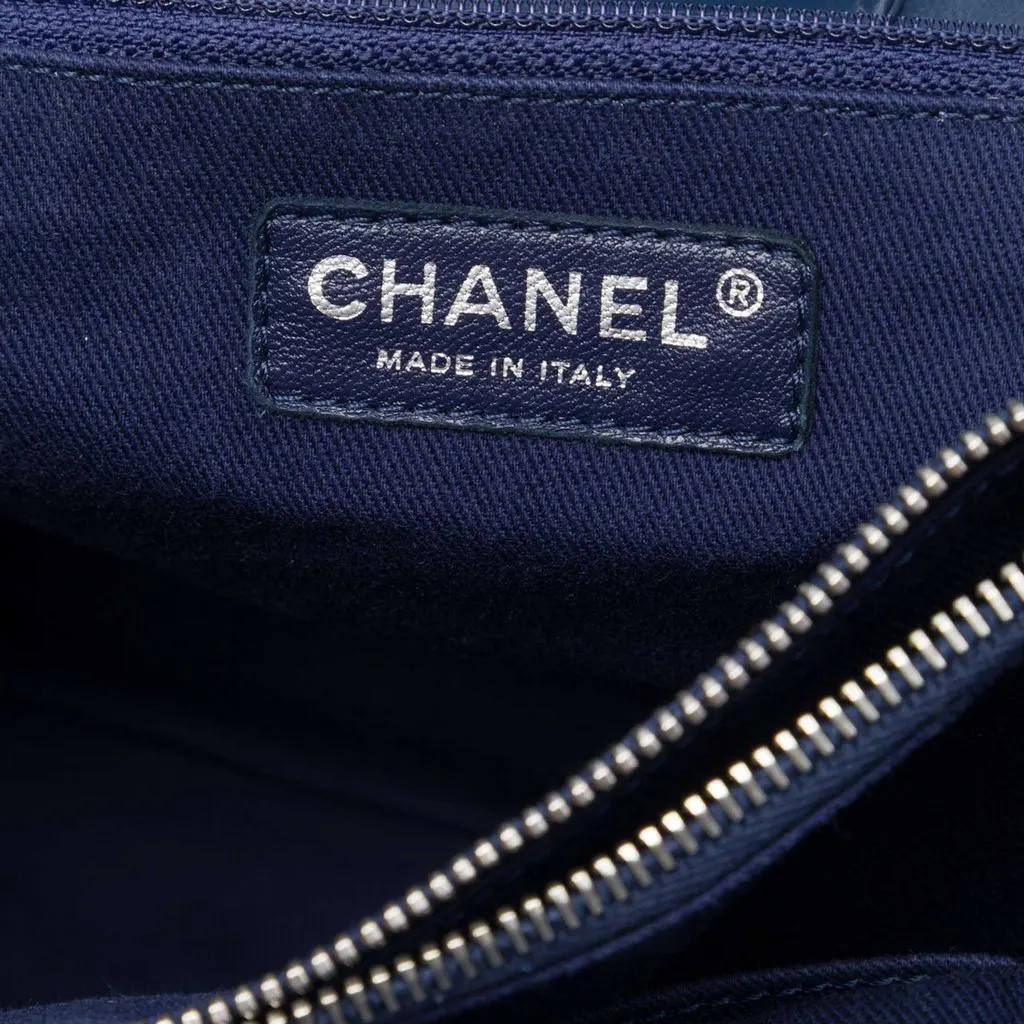 Chanel Perforated Calfskin Up In The Air Tote Blue Leather Very good - Box View