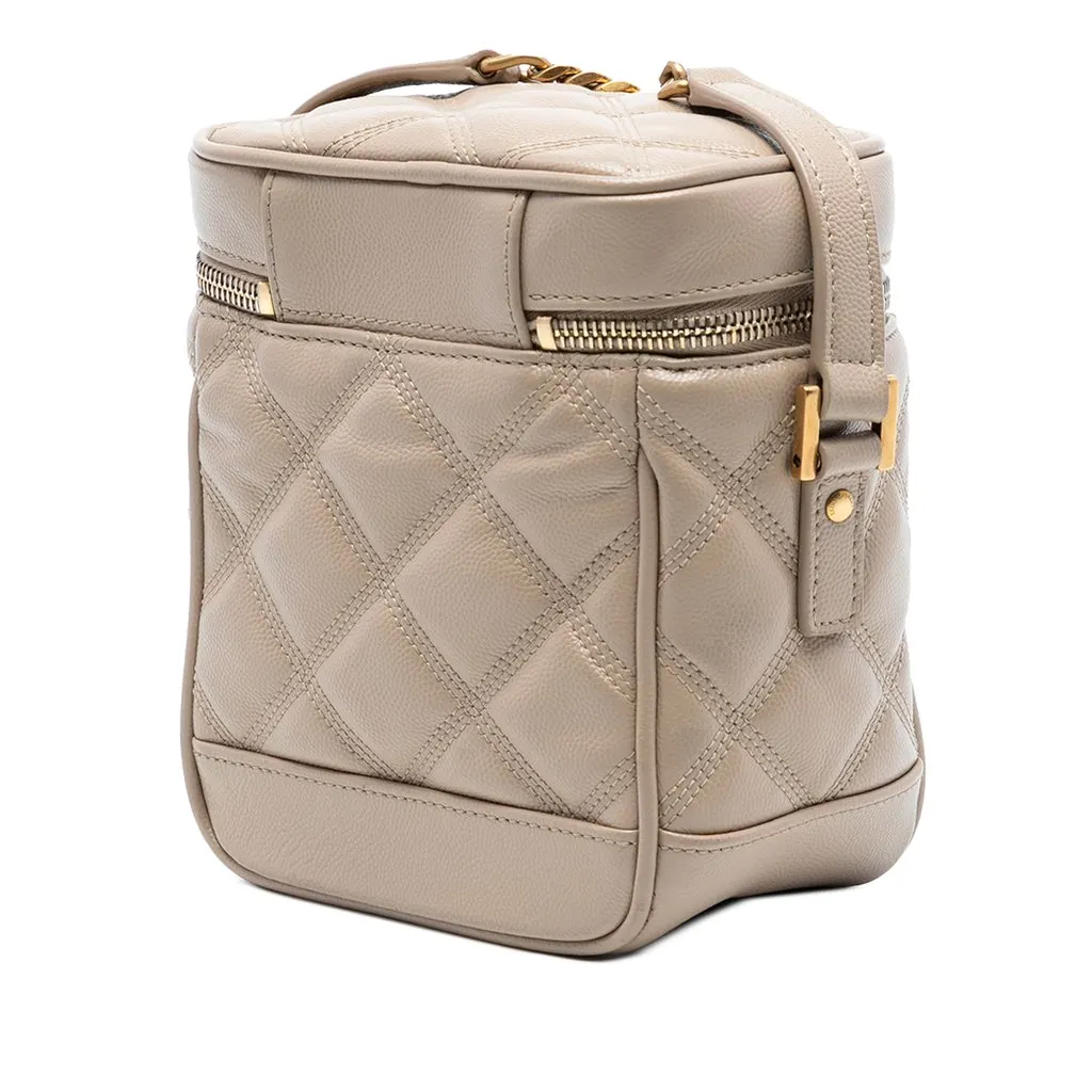 Saint Laurent Grain de Poudre Quilted 80s Vanity Bag Beige Leather Good - Back View