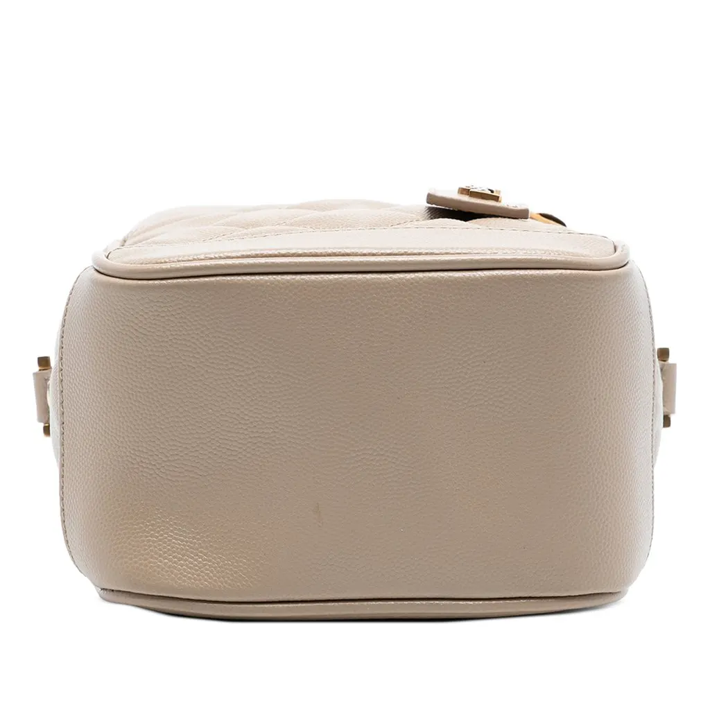 Saint Laurent Grain de Poudre Quilted 80s Vanity Bag Beige Leather Good - Inside View