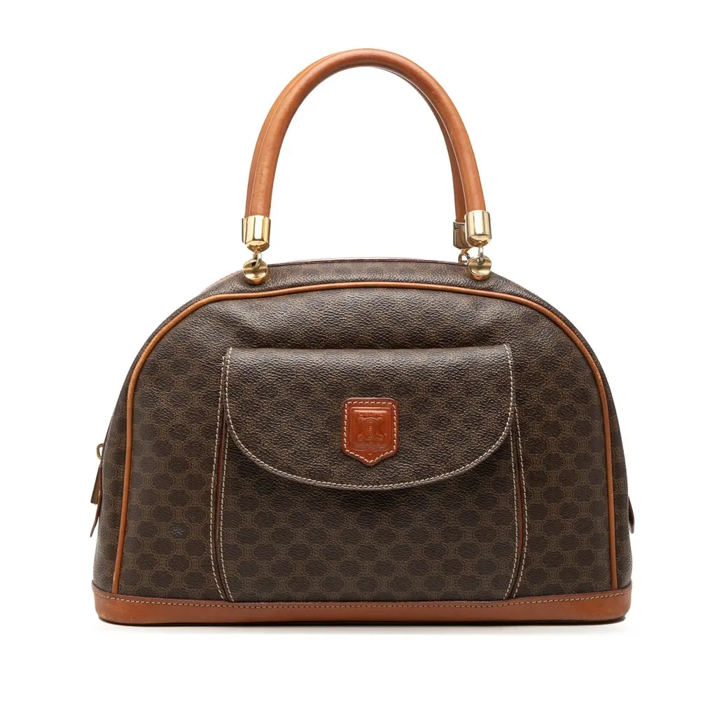 Celine Macadam Coated Canvas Dome Top Handle Bag Brown Very good - Front View