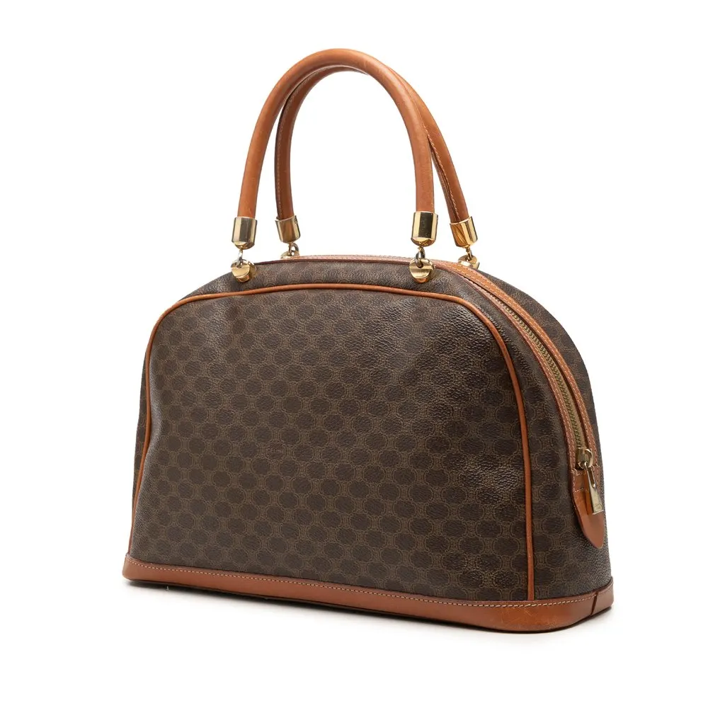 Celine Macadam Coated Canvas Dome Top Handle Bag Brown Very good - Back View