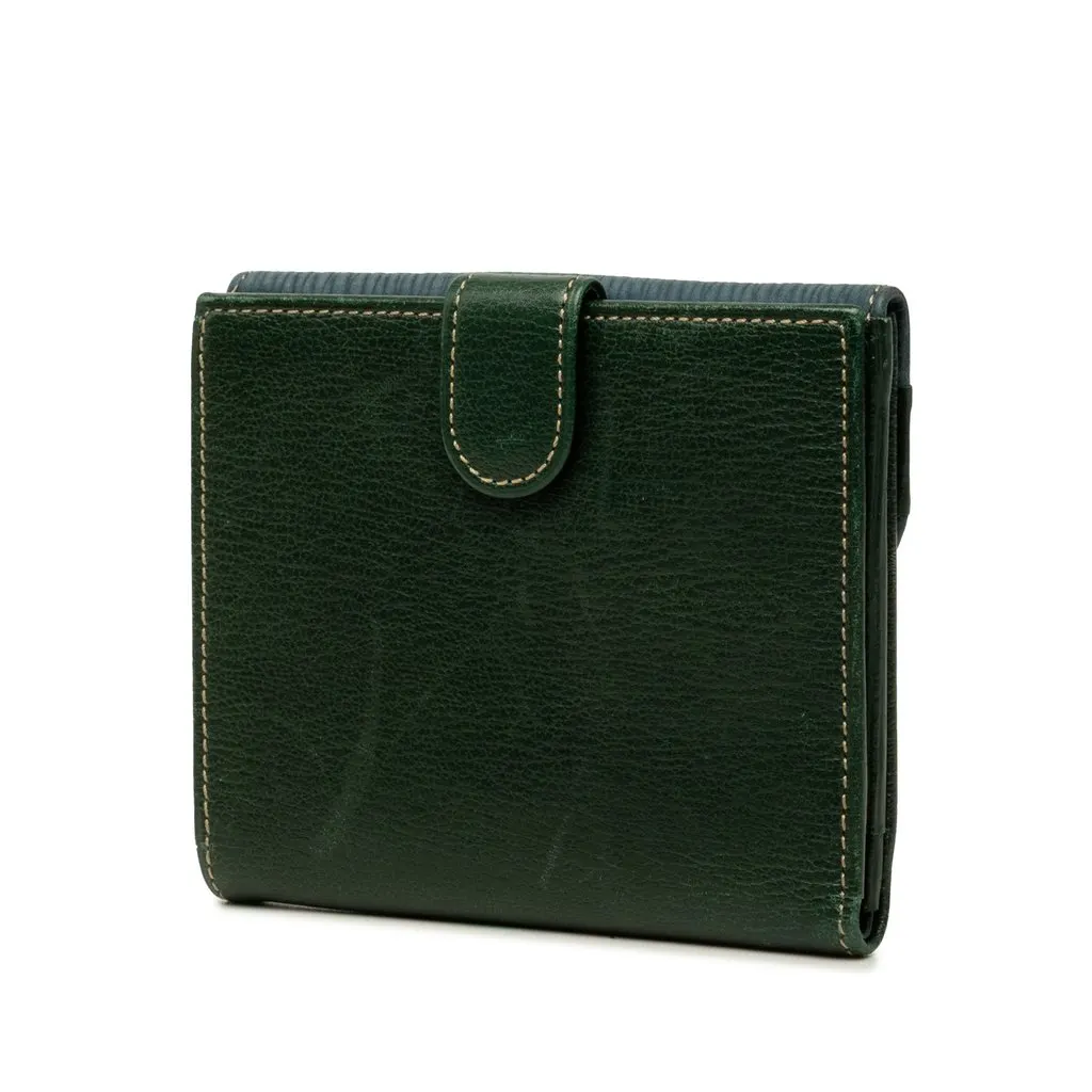 Loewe Calfskin Velazquez Compact Wallet Green Leather Very good - Back View