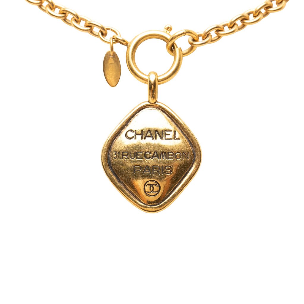 Chanel CC Gold Plated 31 Rue Cambon Pendant Necklace Gold Me