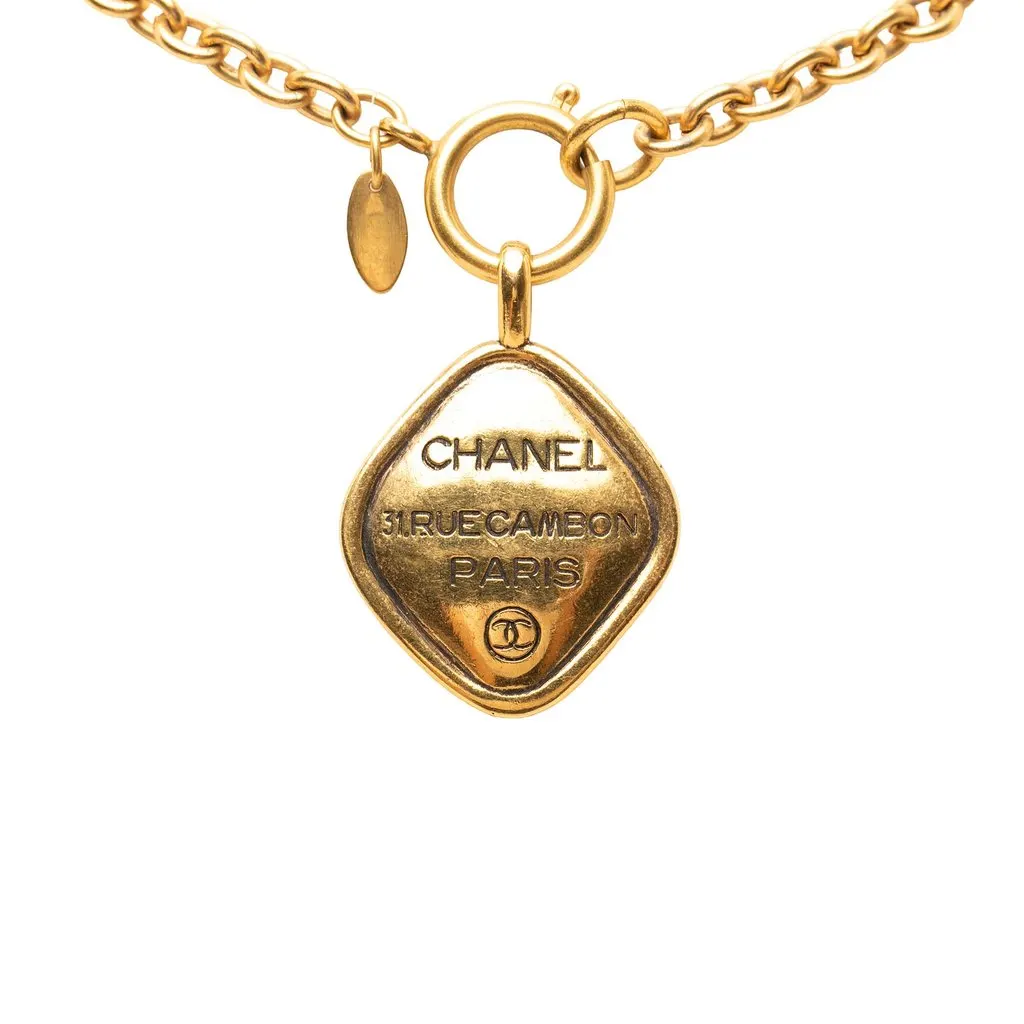 Chanel CC Gold Plated 31 Rue Cambon Pendant Necklace Gold Metal Very good - Back View
