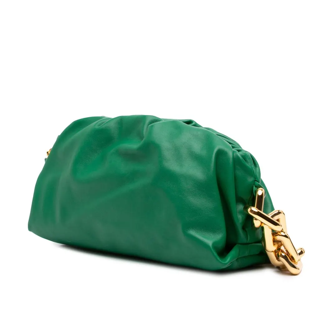 Bottega Veneta Lambskin Chain Pouch Green Leather Very good - Back View