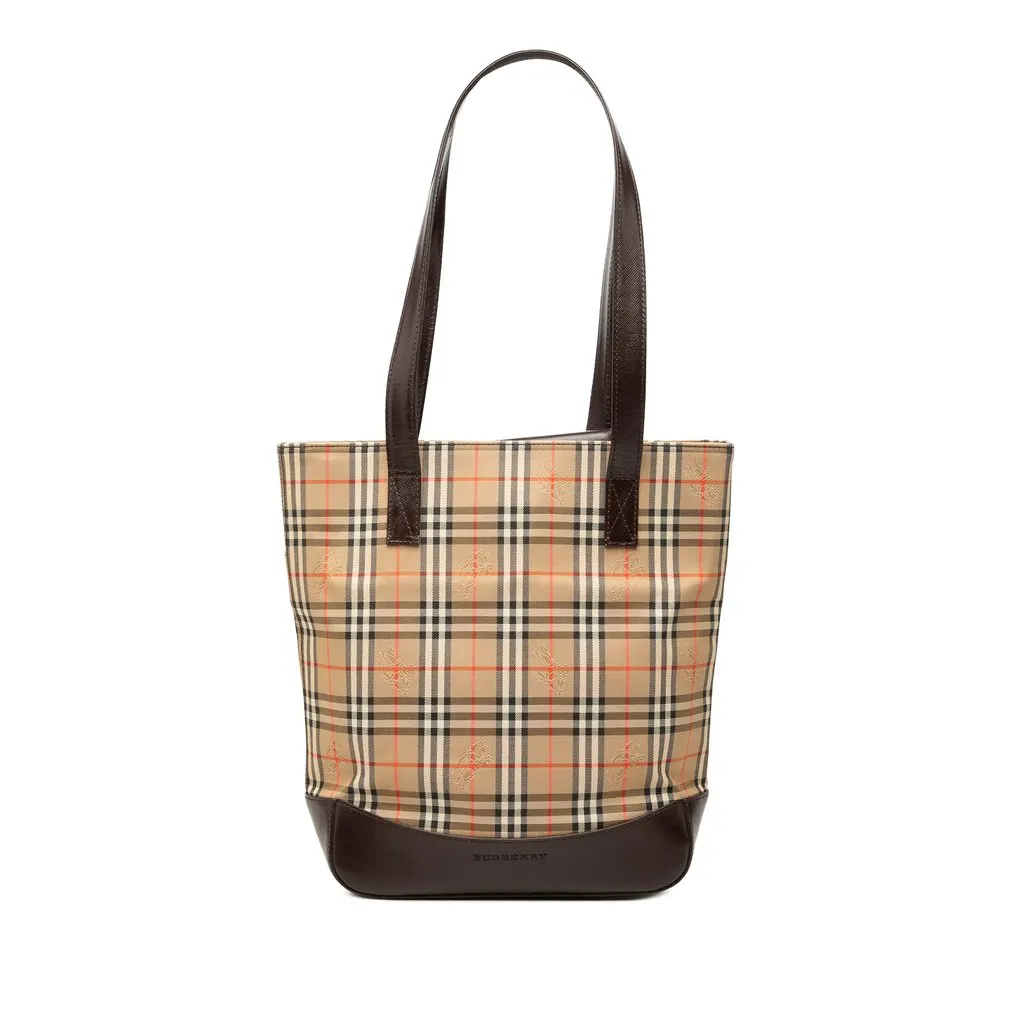Burberry Haymarket Check Canvas Tote Beige Canvas Very good - Front View