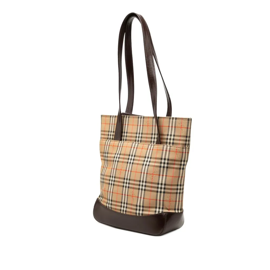 Burberry Haymarket Check Canvas Tote Beige Canvas Very good - Back View