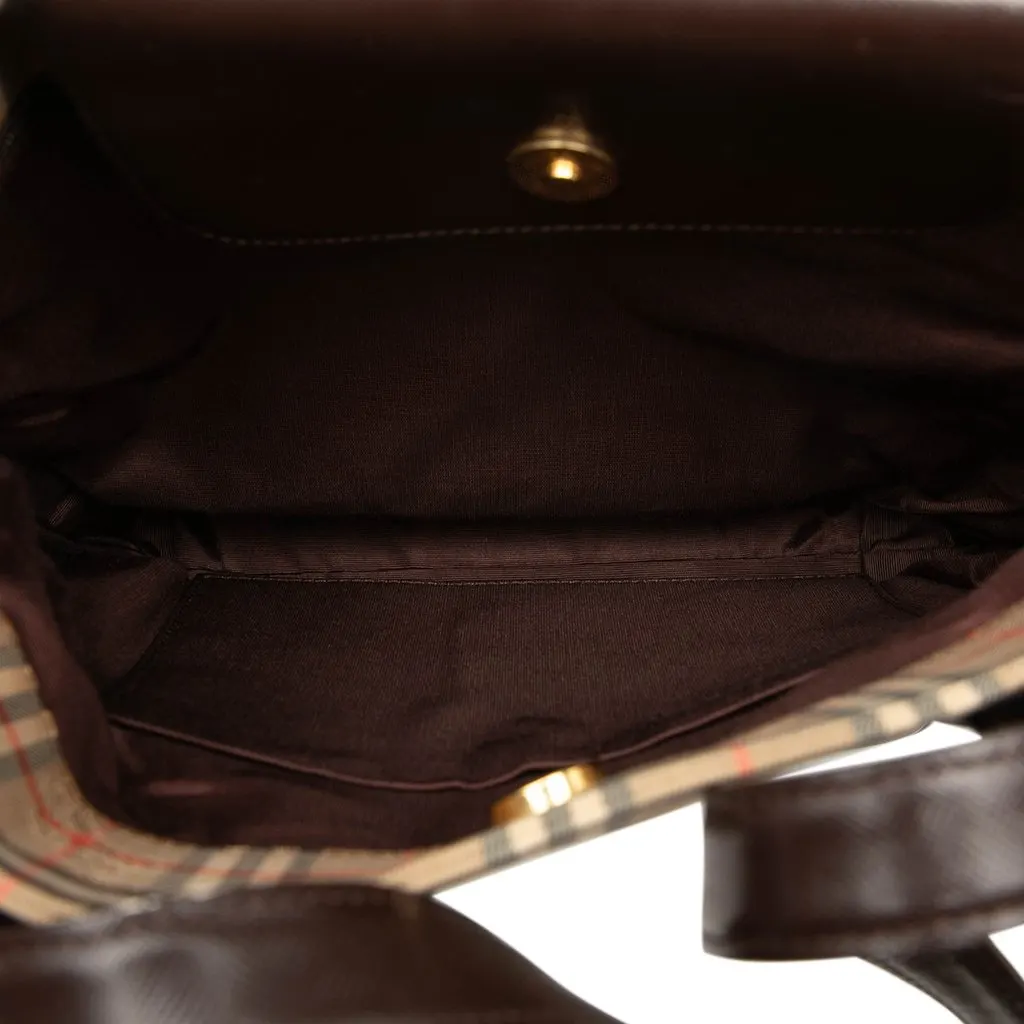 Burberry Haymarket Check Canvas Tote Beige Canvas Very good - Model View