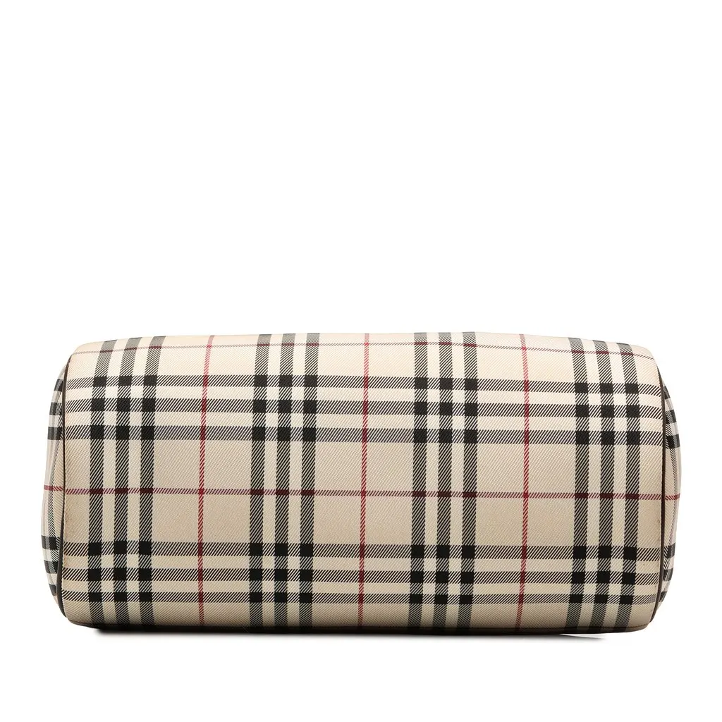 Burberry House Check Canvas Barrel Handbag Beige Canvas Good - Inside View