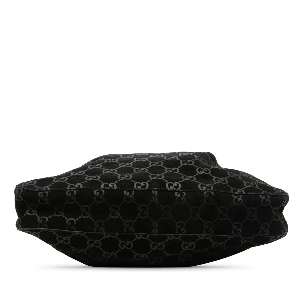Gucci GG Suede Shoulder Bag Black Suede Good - Inside View