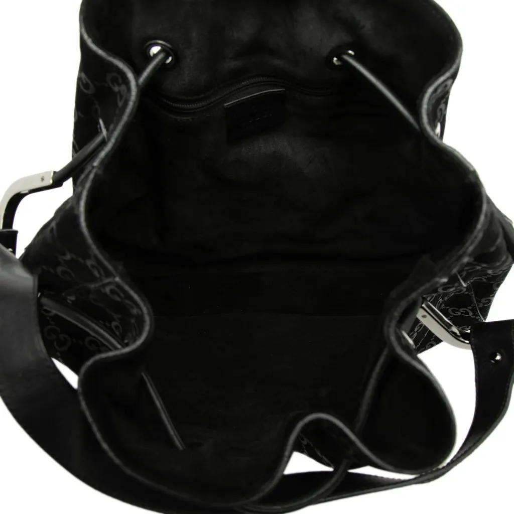 Gucci GG Suede Shoulder Bag Black Suede Good - Model View