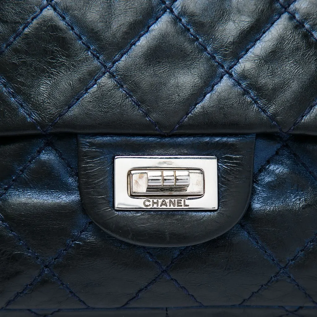 Chanel Quilted Aged Calfskin Reissue 2.55 Double Flap 226 Blue Leather Very good - Box View