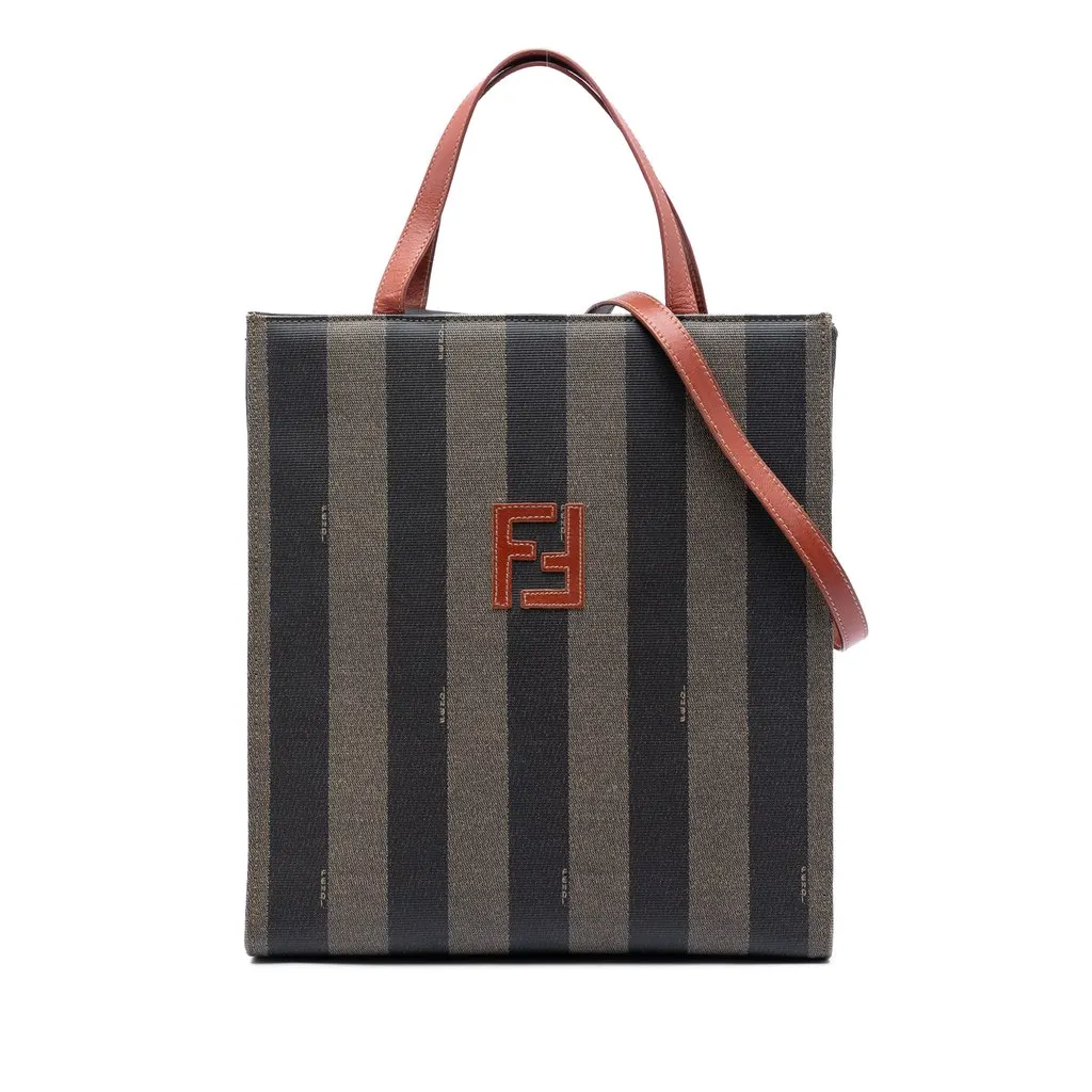 Fendi Pequin Coated Canvas FF Convertible Backpack Brown Very good - Front View