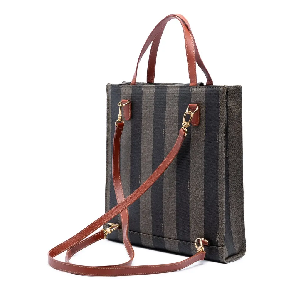 Fendi Pequin Coated Canvas FF Convertible Backpack Brown Very good - Back View