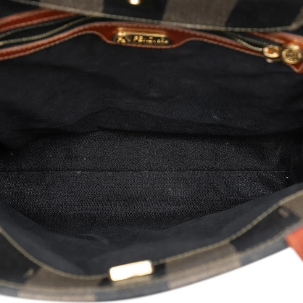 Fendi Pequin Coated Canvas FF Convertible Backpack Brown Very good - Model View