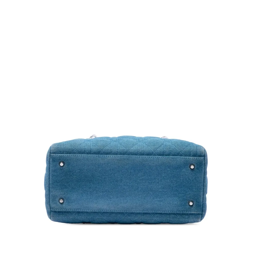 Dior Medium Denim Cannage Acrylic Handles Lady Dior Blue Very good - Inside View