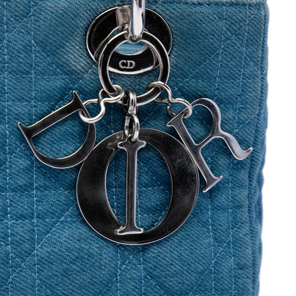 Dior Medium Denim Cannage Acrylic Handles Lady Dior Blue Very good - Box View