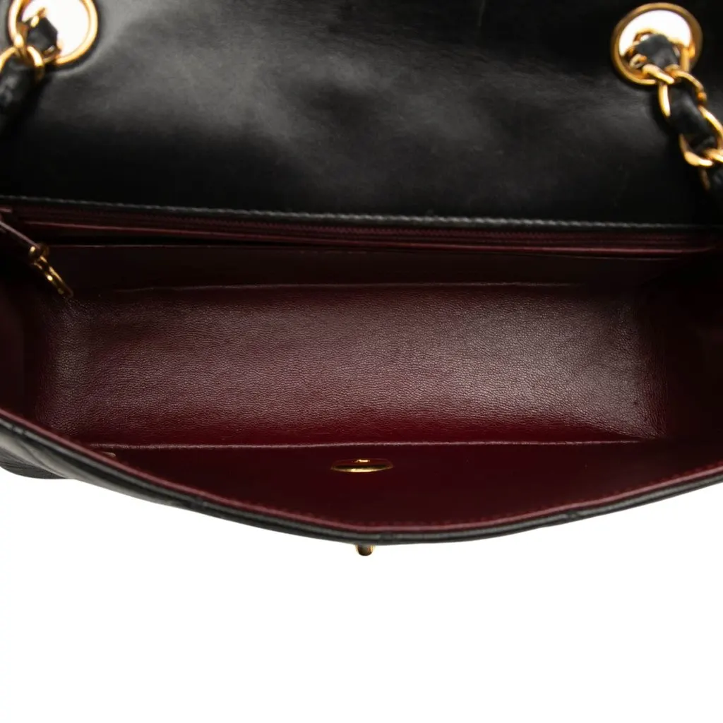 Chanel Small Lambskin Diana Flap Black Leather Good - Model View