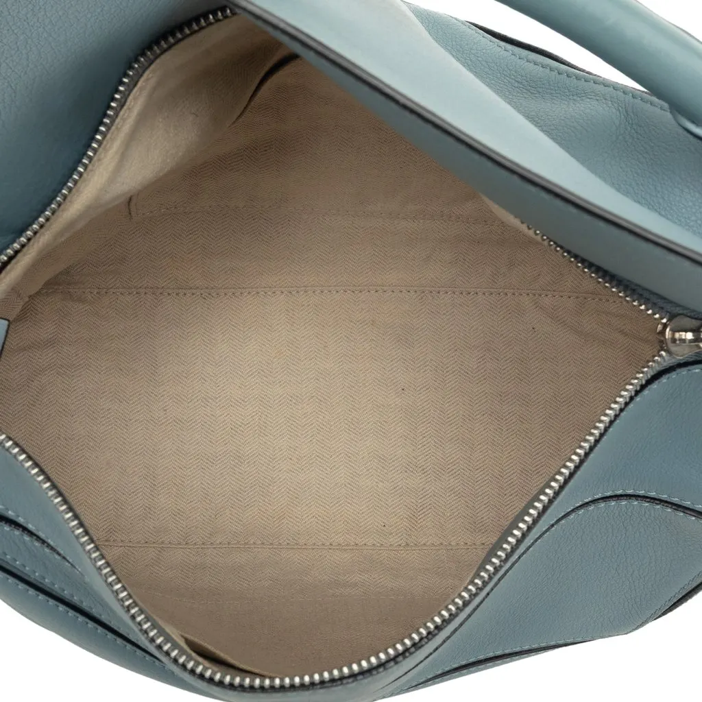 LOEWE Medium Calfskin Puzzle Satchel Blue Leather Good - Model View