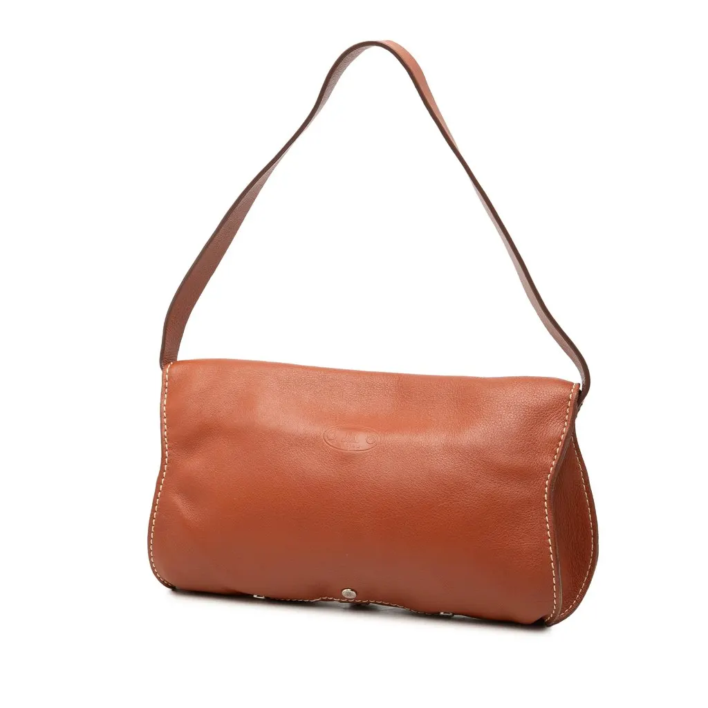 Celine Studded Leather Macadam Shoulder Bag Brown Leather Very good - Back View