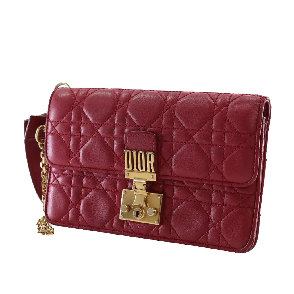 Dior Lambskin Cannage DiorAddict Wristlet Clutch Red Leather Very good - Inside View