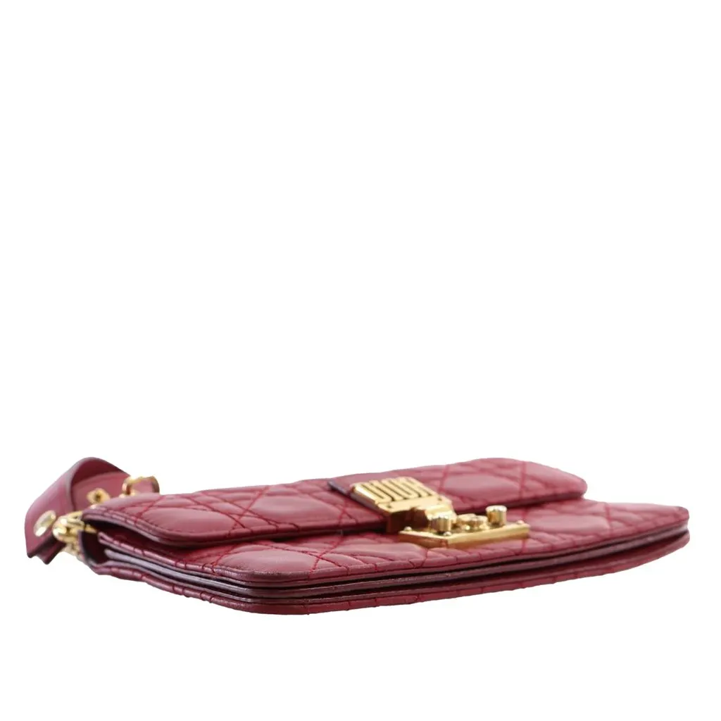 Dior Lambskin Cannage DiorAddict Wristlet Clutch Red Leather Very good - Box View