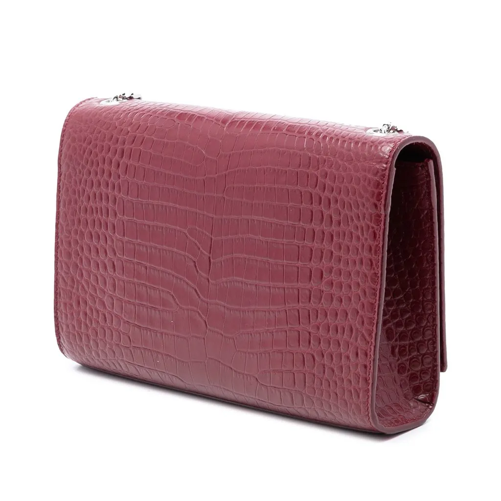 Saint Laurent Medium Croc Embossed Leather Monogram Kate Tassel Crossbody Red Leather Very good - Back View