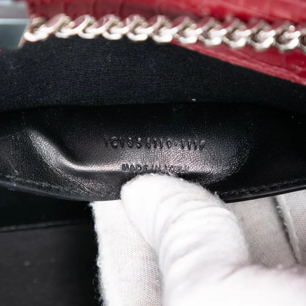 Saint Laurent Medium Croc Embossed Leather Monogram Kate Tassel Crossbody Red Leather Very good - Box View