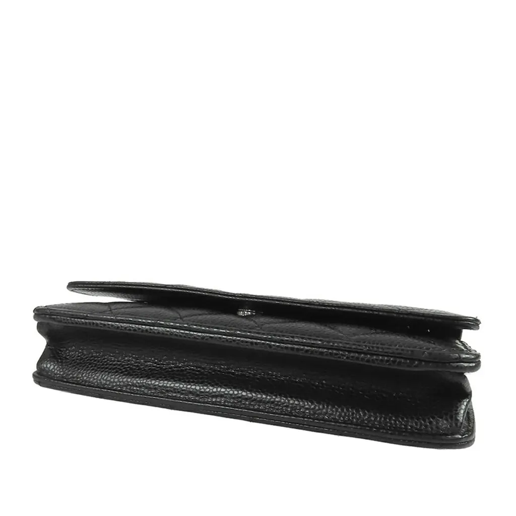 Chanel CC Quilted Caviar Wallet on Chain Black Leather Very good - Inside View