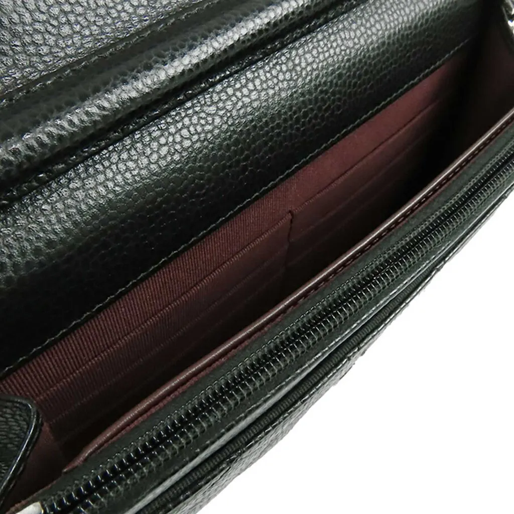 Chanel CC Quilted Caviar Wallet on Chain Black Leather Very good - Model View