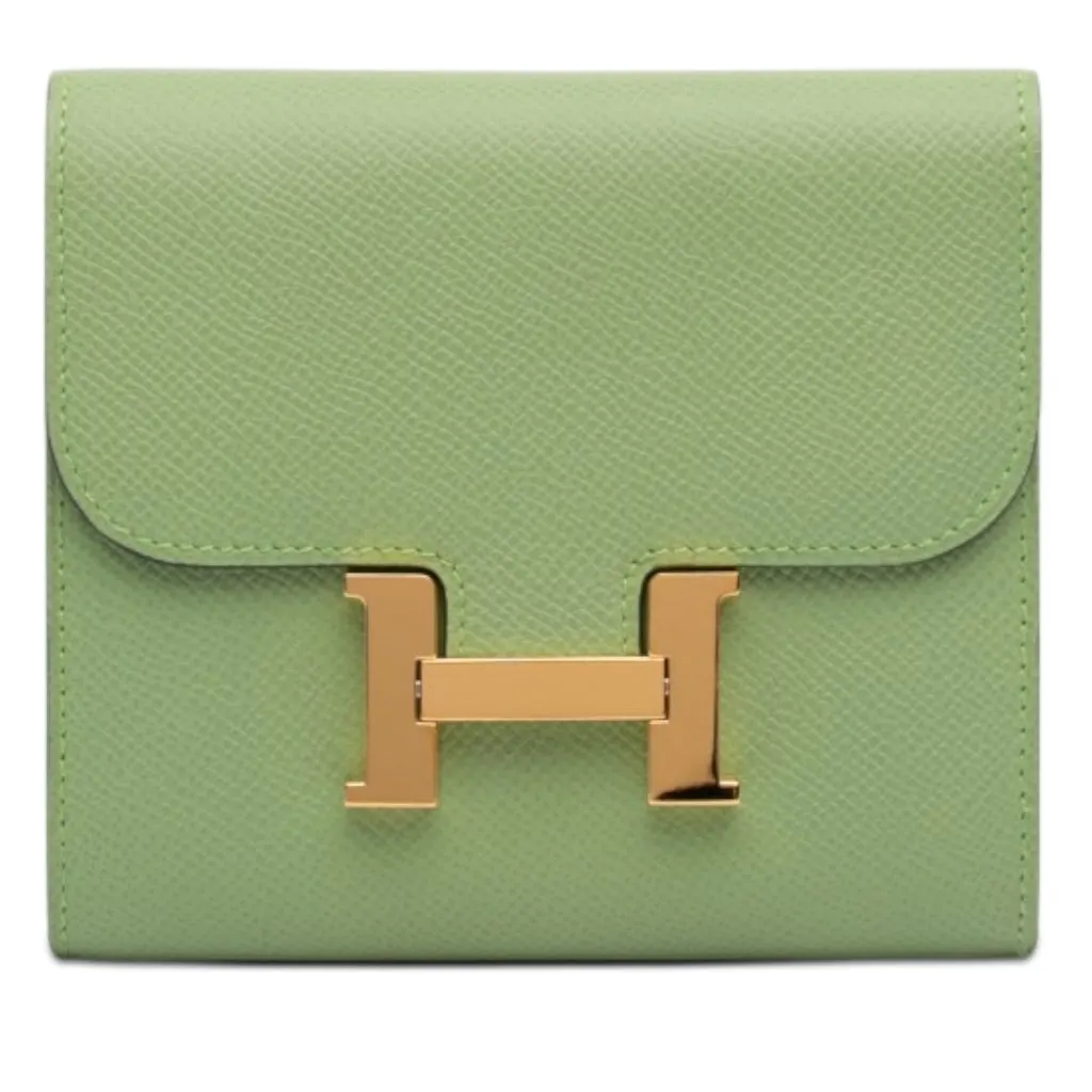 Hermès Epsom Constance Slim Wallet Green Leather Very good - Front View