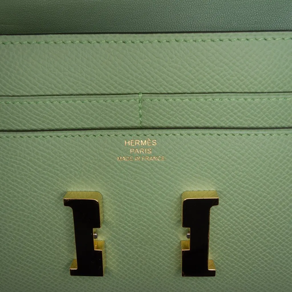 Hermès Epsom Constance Slim Wallet Green Leather Very good - Box View