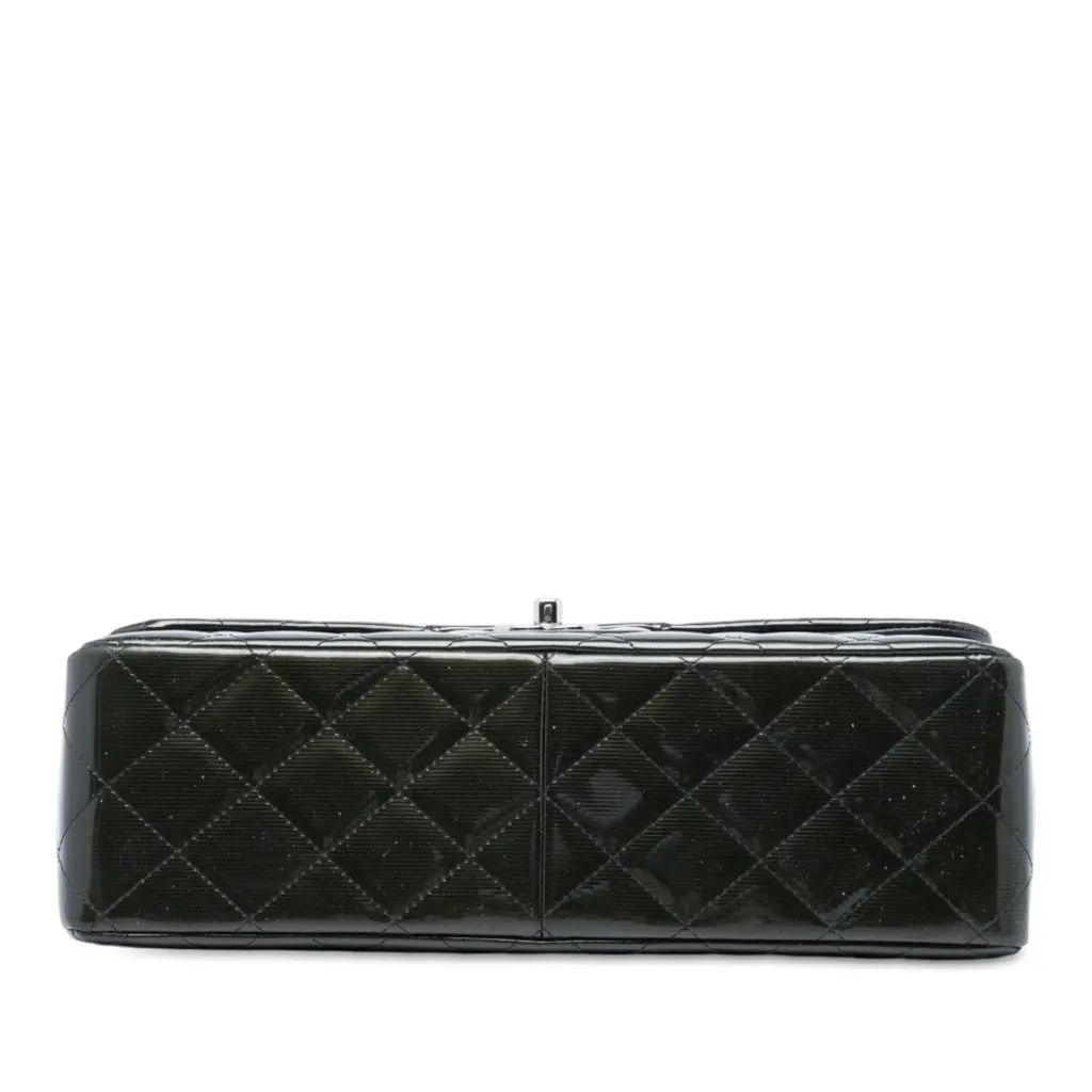 Chanel Jumbo Classic Striated Patent Double Flap Green Leather Very good - Inside View