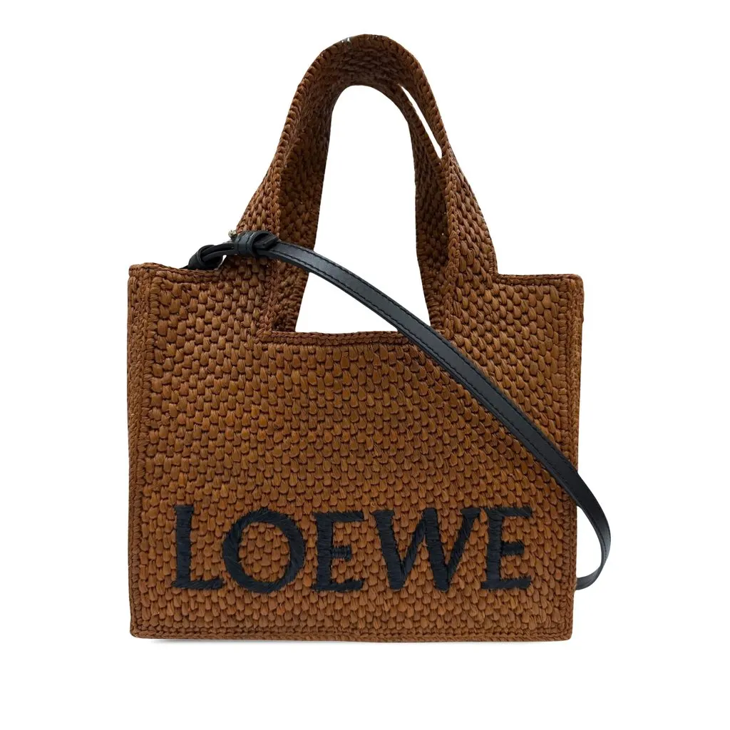 LOEWE Small Raffia Font Tote