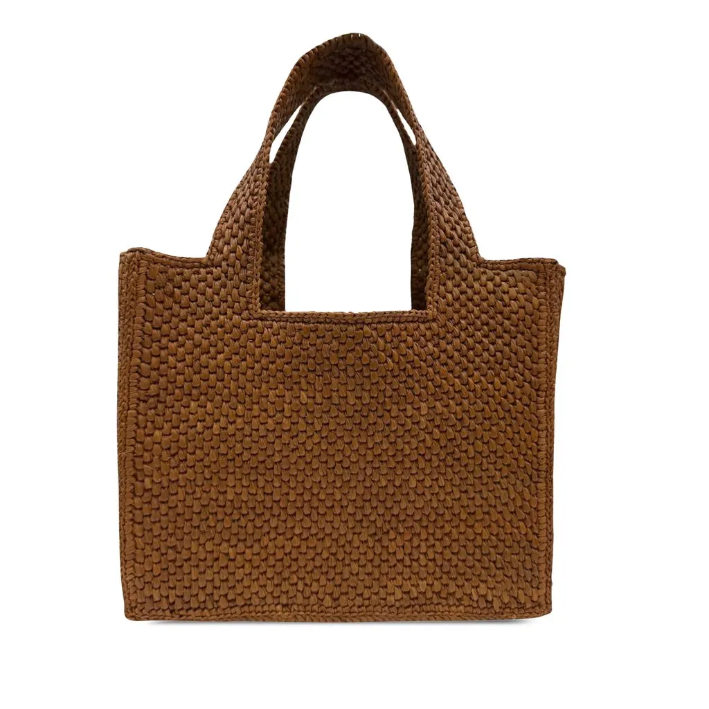 LOEWE Small Raffia Font Tote Brown Very good - Back View