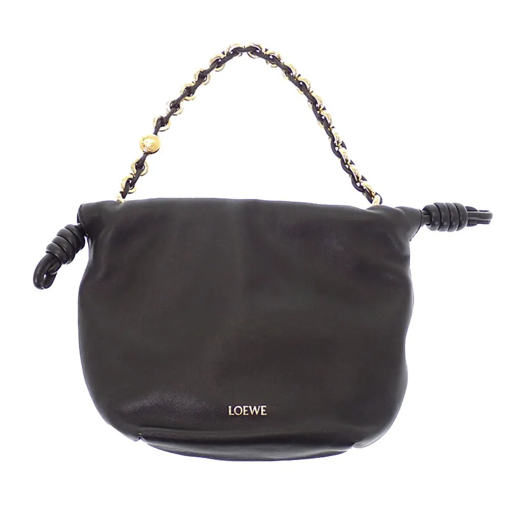 Loewe Medium Mellow Nappa Lambskin Flamenco Purse Black Leather Very good - Front View